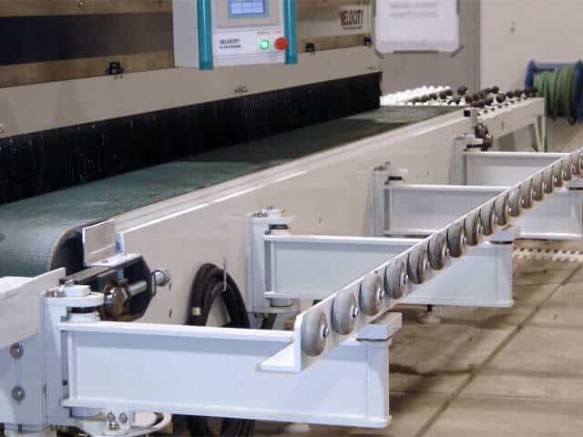 Conveyor for Material Handling on VELOCITY Edge Polisher
