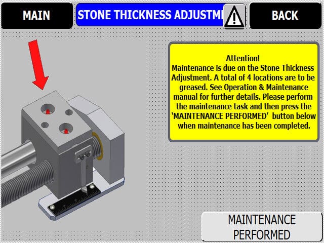 Stone Thickness Adjustment - FASTBACK II Flat Edge Polisher