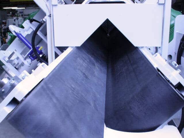 Patented "V" Belt Design on the ThinStone TXS-4000 Series Veneer Saws from Park Industries