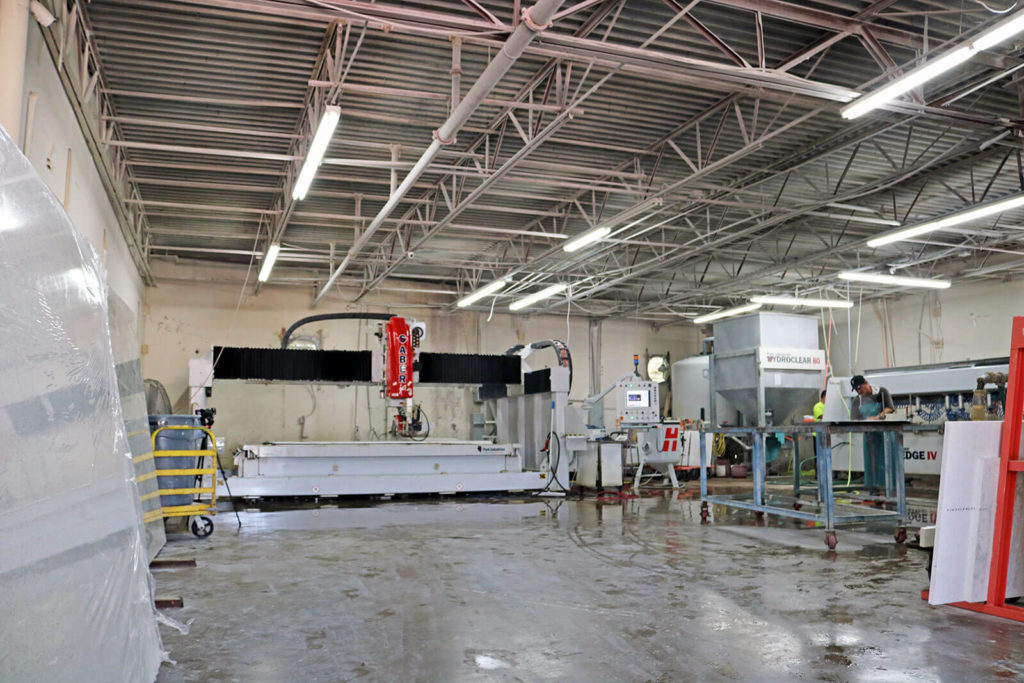 AA Granite Fabrication Center' s SABERjet CNC Sawjet | Park Industries Stone Fabrication Machinery Customer