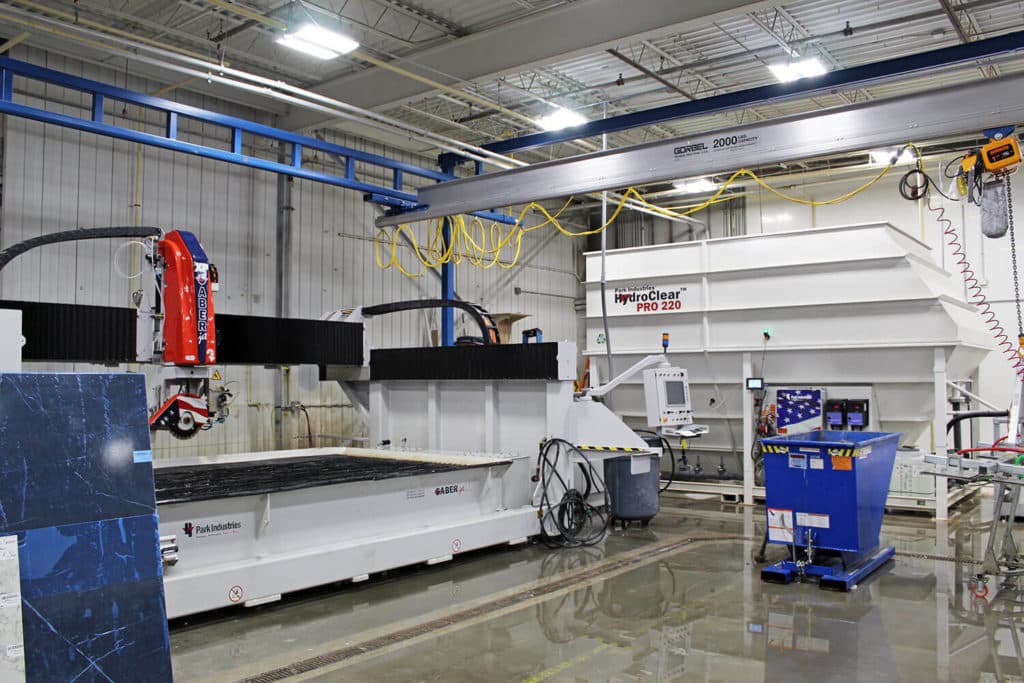 SABERjet XP CNC Sawjet and Water System a Carolina Custom Surfaces | Case Study for Park Industries Stone Machinery