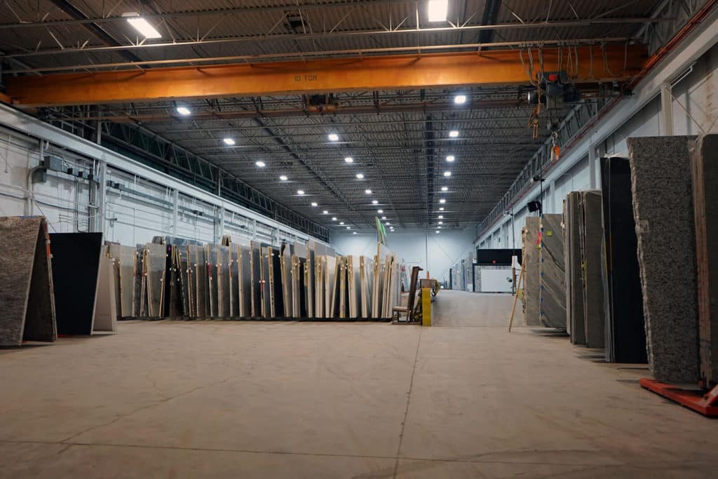 Indoor Slabyard at Chippewa Stone | Park Industries Stone Fabricator Spotlight | CNC Machinery