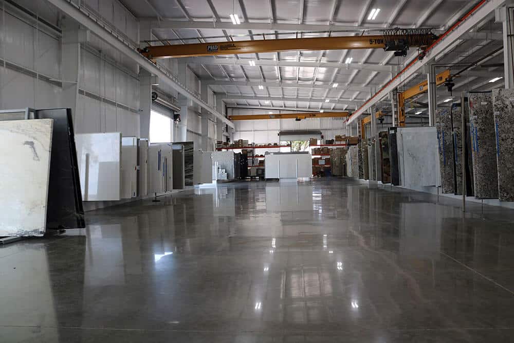 Slab inventory and organization at Countertop Fabrication Shop