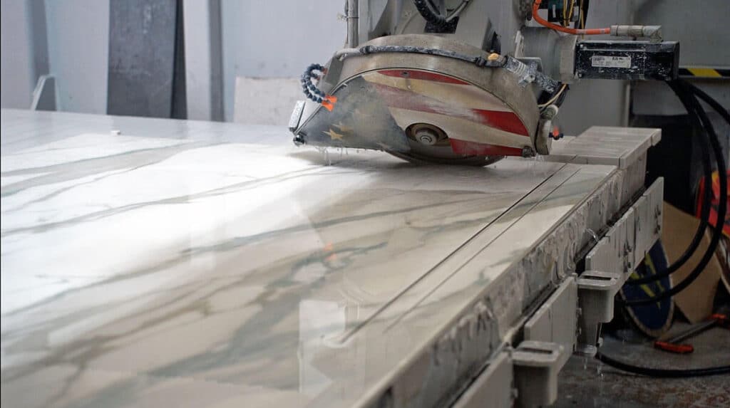 VOYAGER XP CNC mitering porcelain countertops at Gebauer Stone