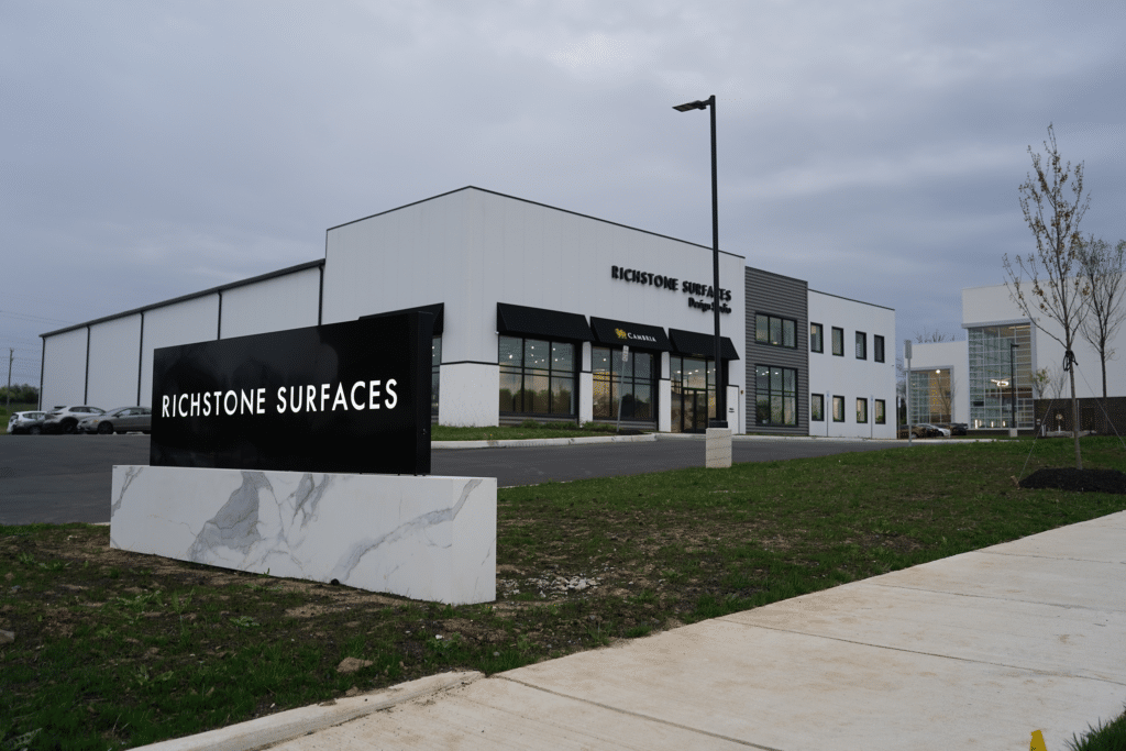 Outside of Richstone Surfaces new 25,000 sq foot facility in Chantilly, VA.